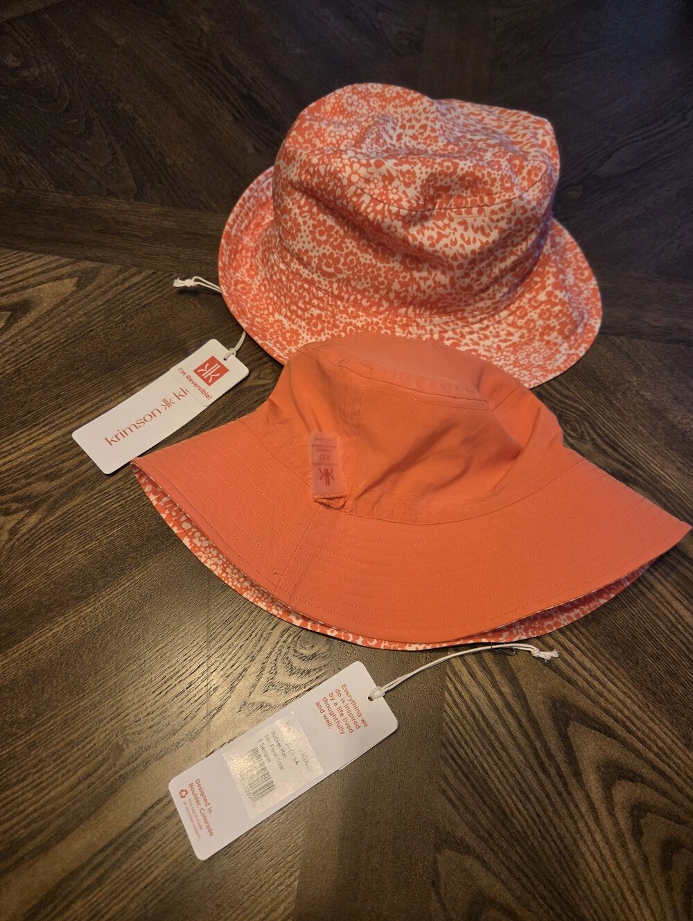NWT krimson klover Reversible Mtn Mountain Floral Coral Bucket Hat o/s